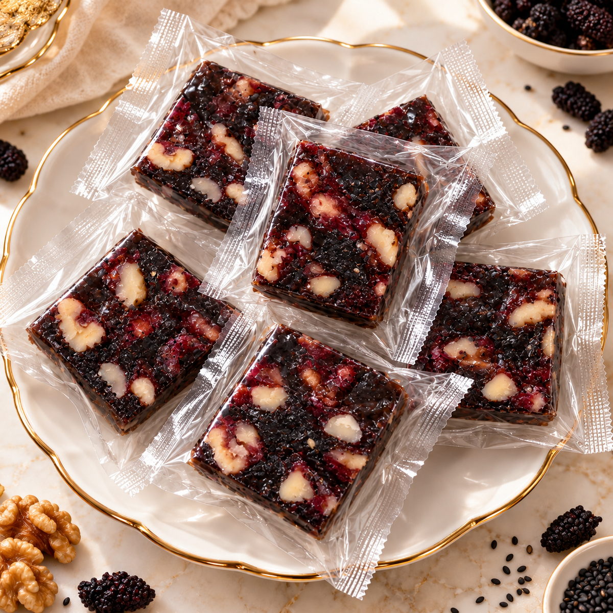 😋Premium Black Sesame Mulberry Walnut Cake -KPL