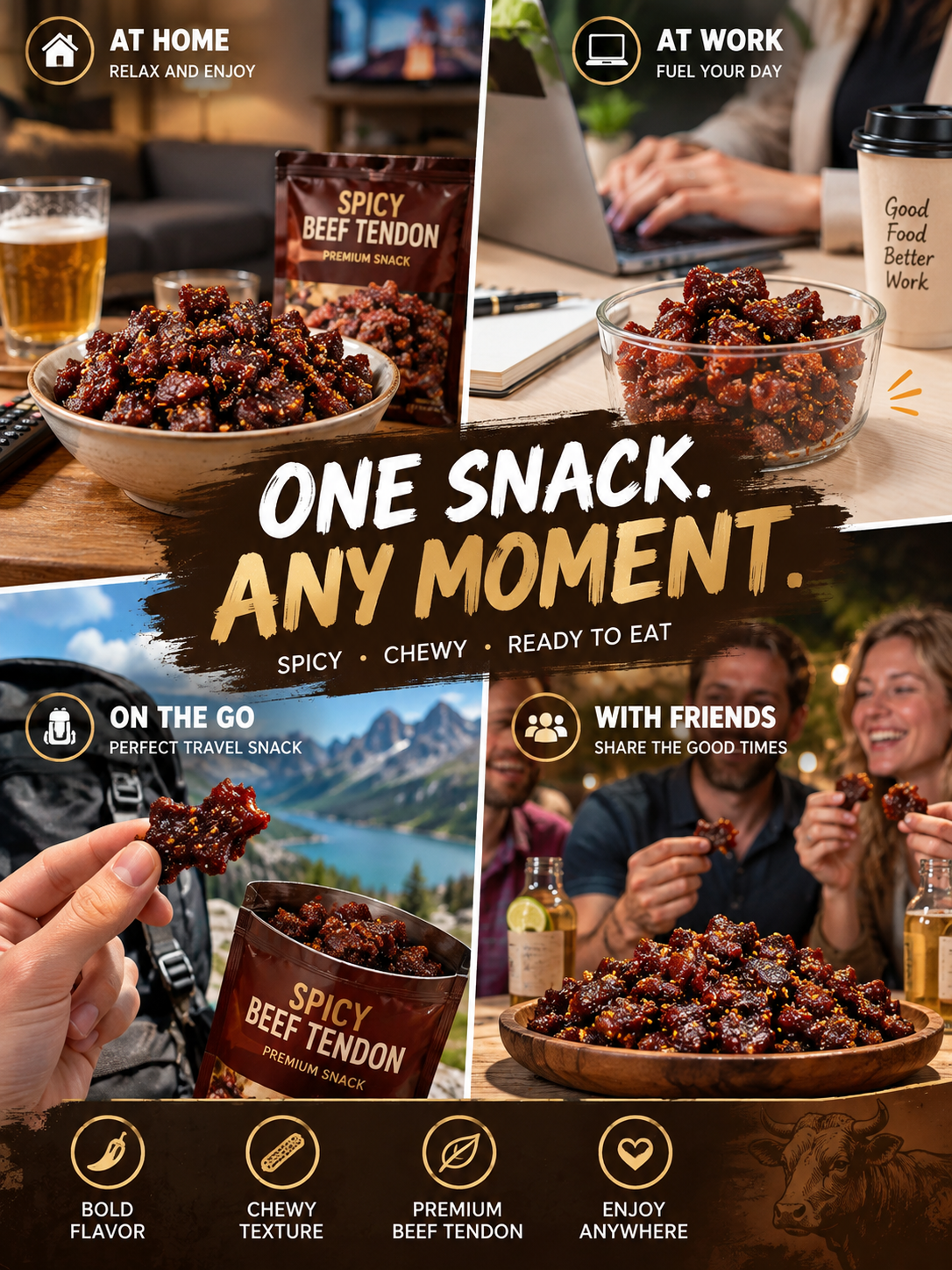 🌶️MILD |🐮Spicy & Chewy Beef Tendon Bites | Deeply Savory & Totally Irresistible -III