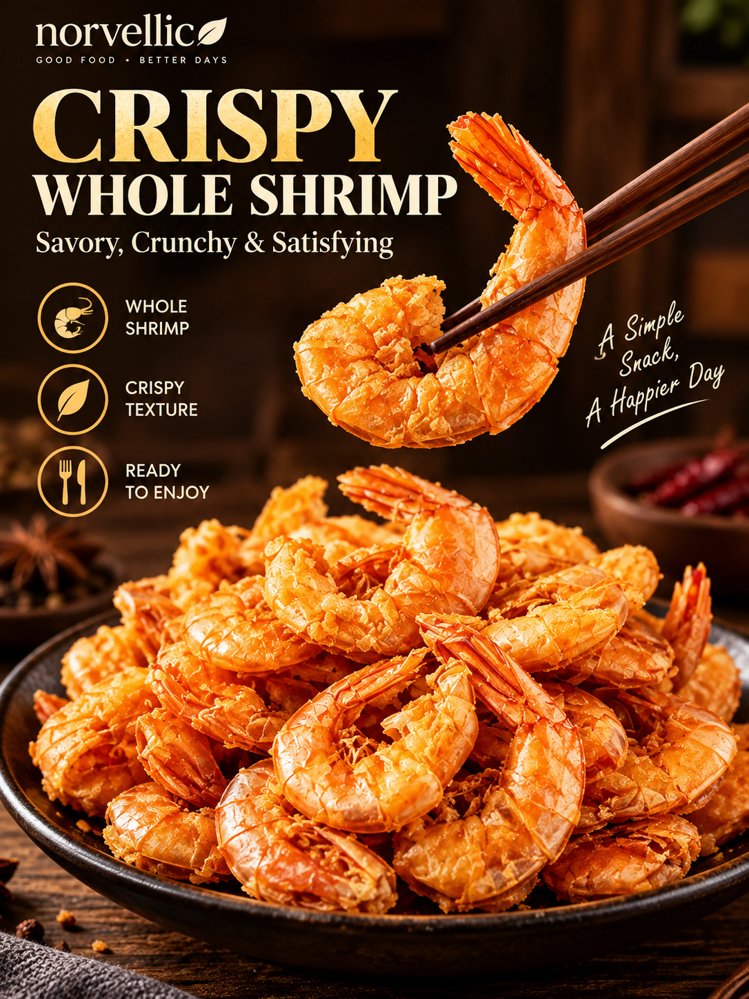 🦐CRISPY WHOLE SHRIMP | Light, Crunchy & Savory | Irresistible Ready-to-Eat Seafood Snack