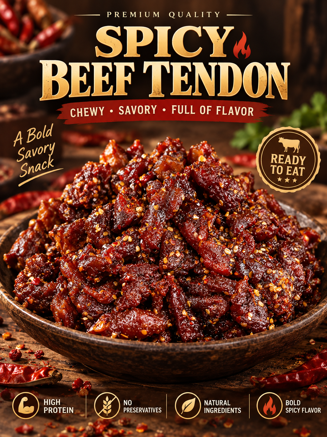 🌶️MILD |🐮Spicy & Chewy Beef Tendon Bites | Deeply Savory & Totally Irresistible -III