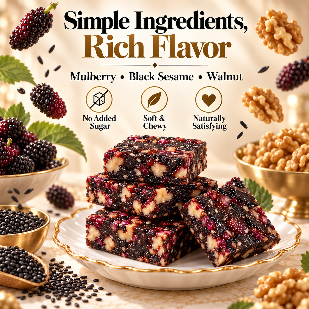 😋Premium Black Sesame Mulberry Walnut Cake -KPL