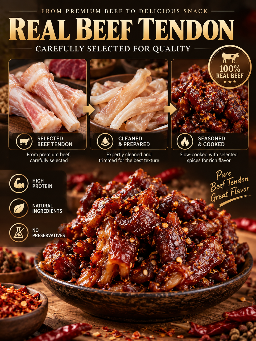 🌶️MILD |🐮Spicy & Chewy Beef Tendon Bites | Deeply Savory & Totally Irresistible -III