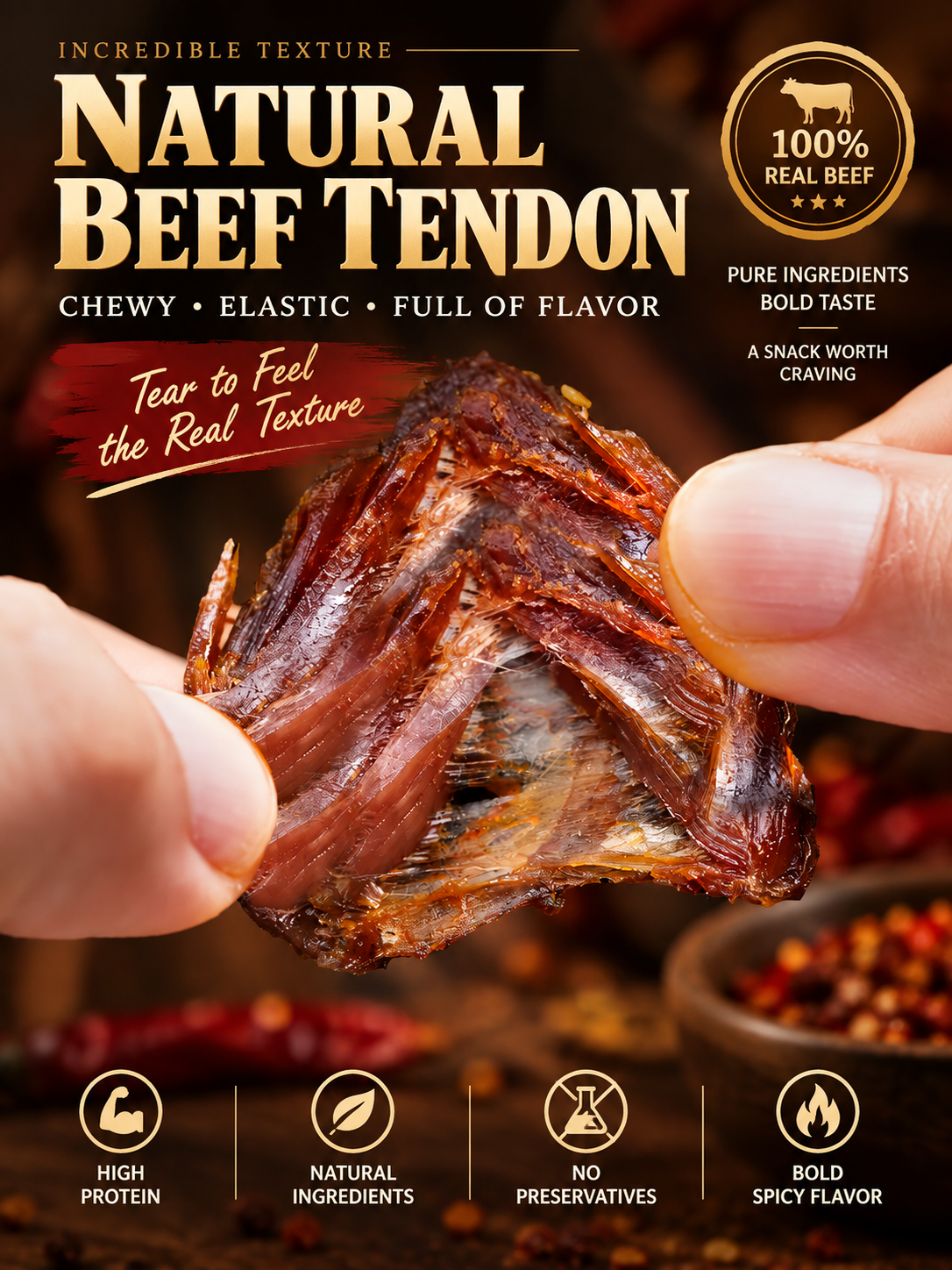 🌶️MILD |🐮Spicy & Chewy Beef Tendon Bites | Deeply Savory & Totally Irresistible -III
