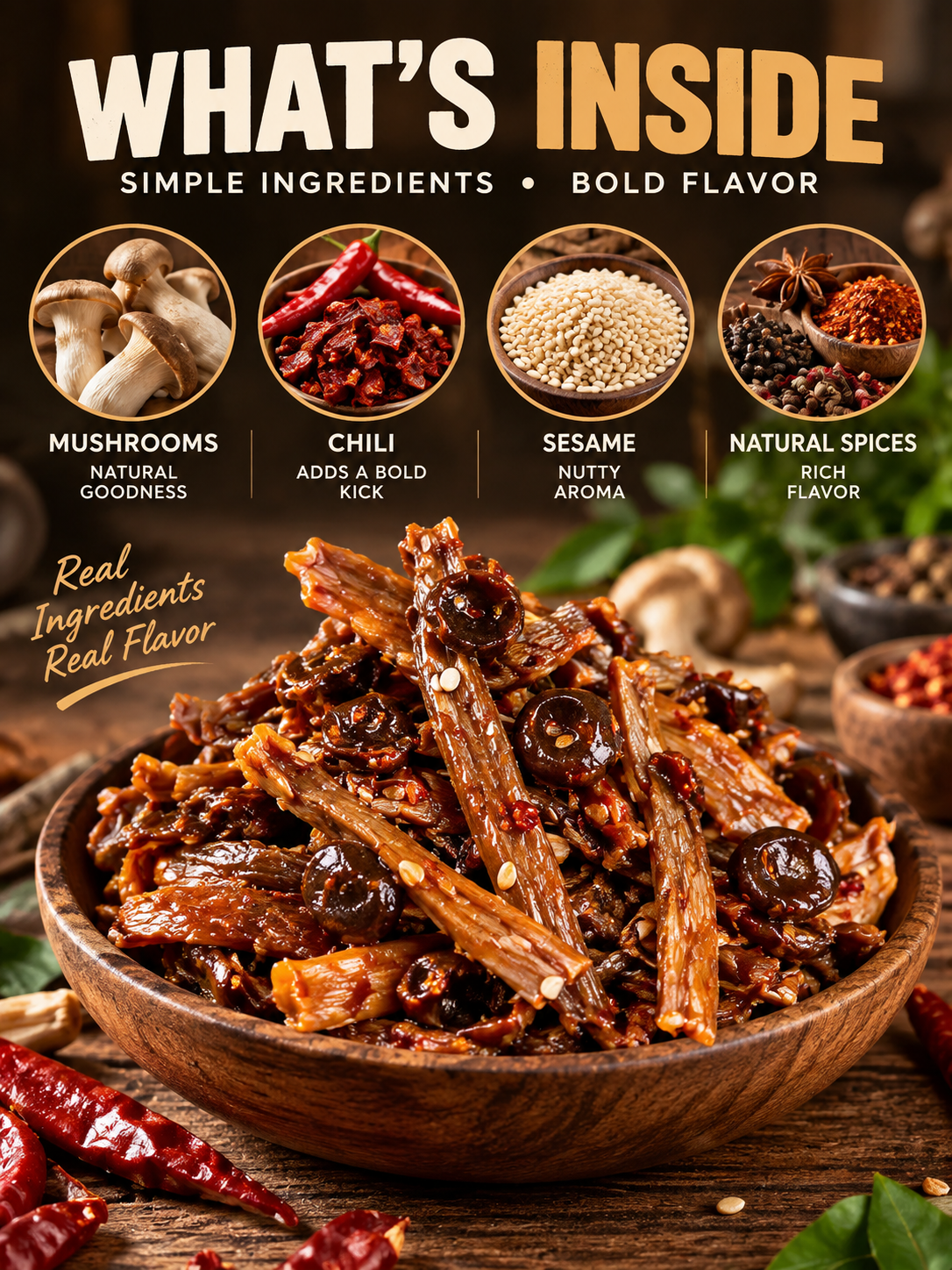 🌶️🌶️MEDIUM HEAT | Spicy Wild Mushrooms | Crispy yet chewy—simply irresistible-III