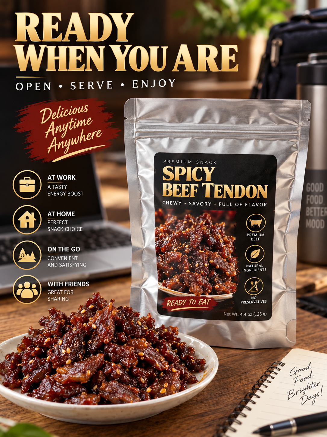 🌶️MILD |🐮Spicy & Chewy Beef Tendon Bites | Deeply Savory & Totally Irresistible -III