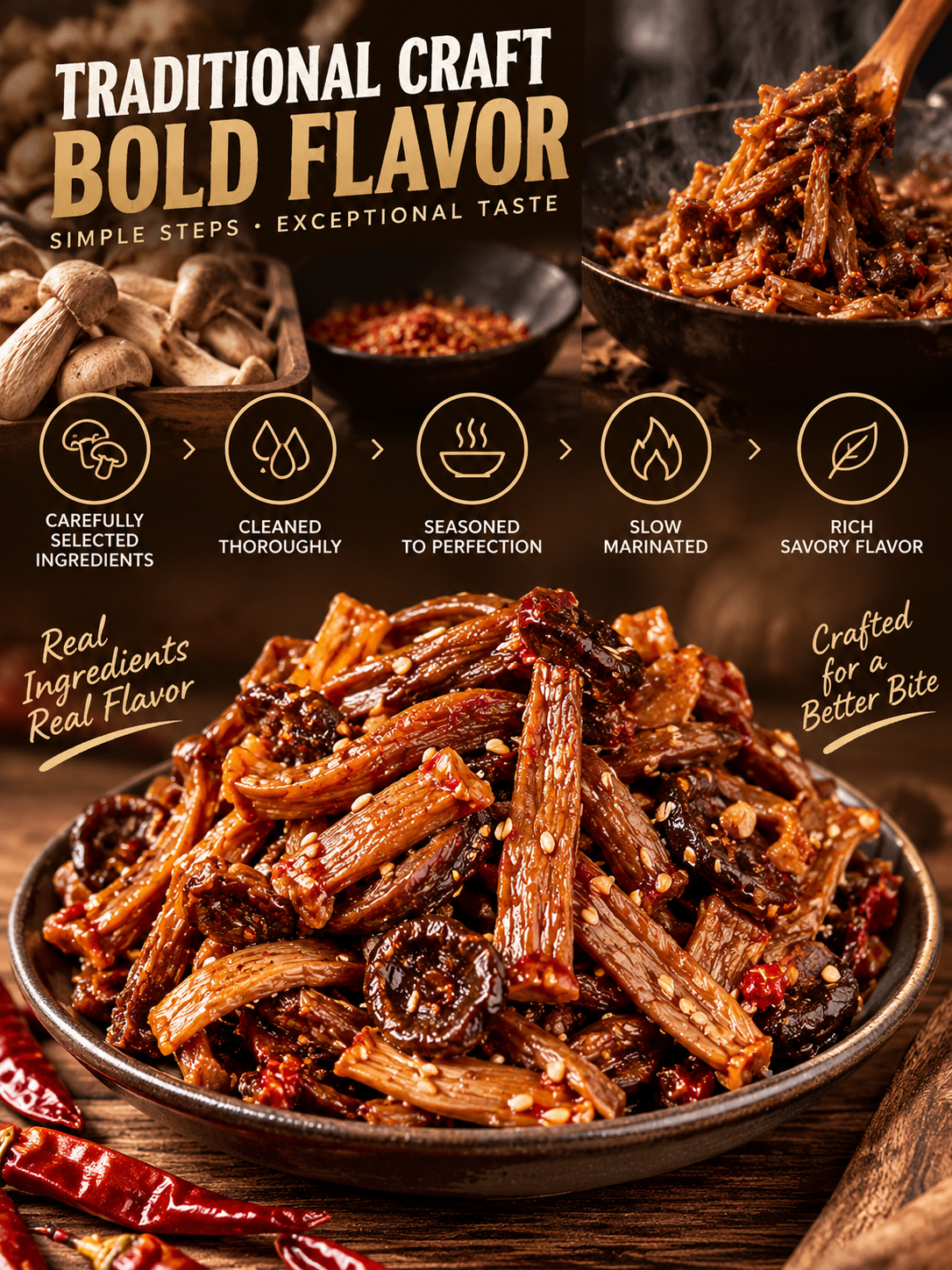 🌶️🌶️MEDIUM HEAT | Spicy Wild Mushrooms | Crispy yet chewy—simply irresistible-III